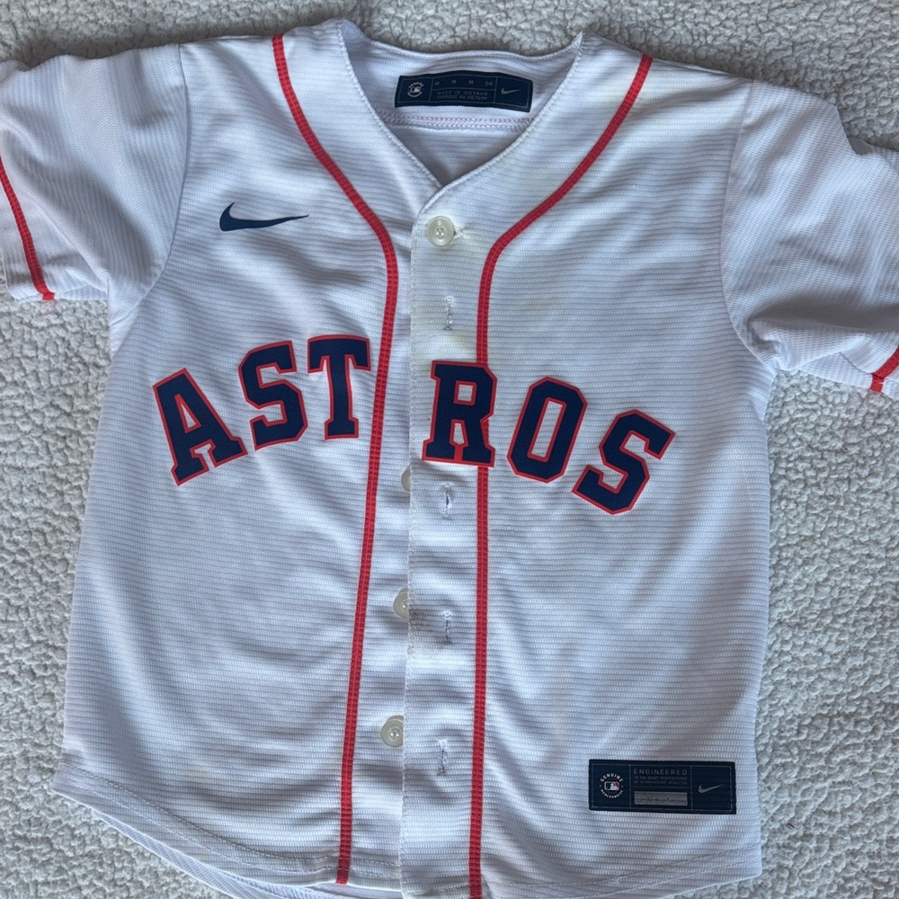 Nike Kids White Astros Jersey with Red and Blue Accents